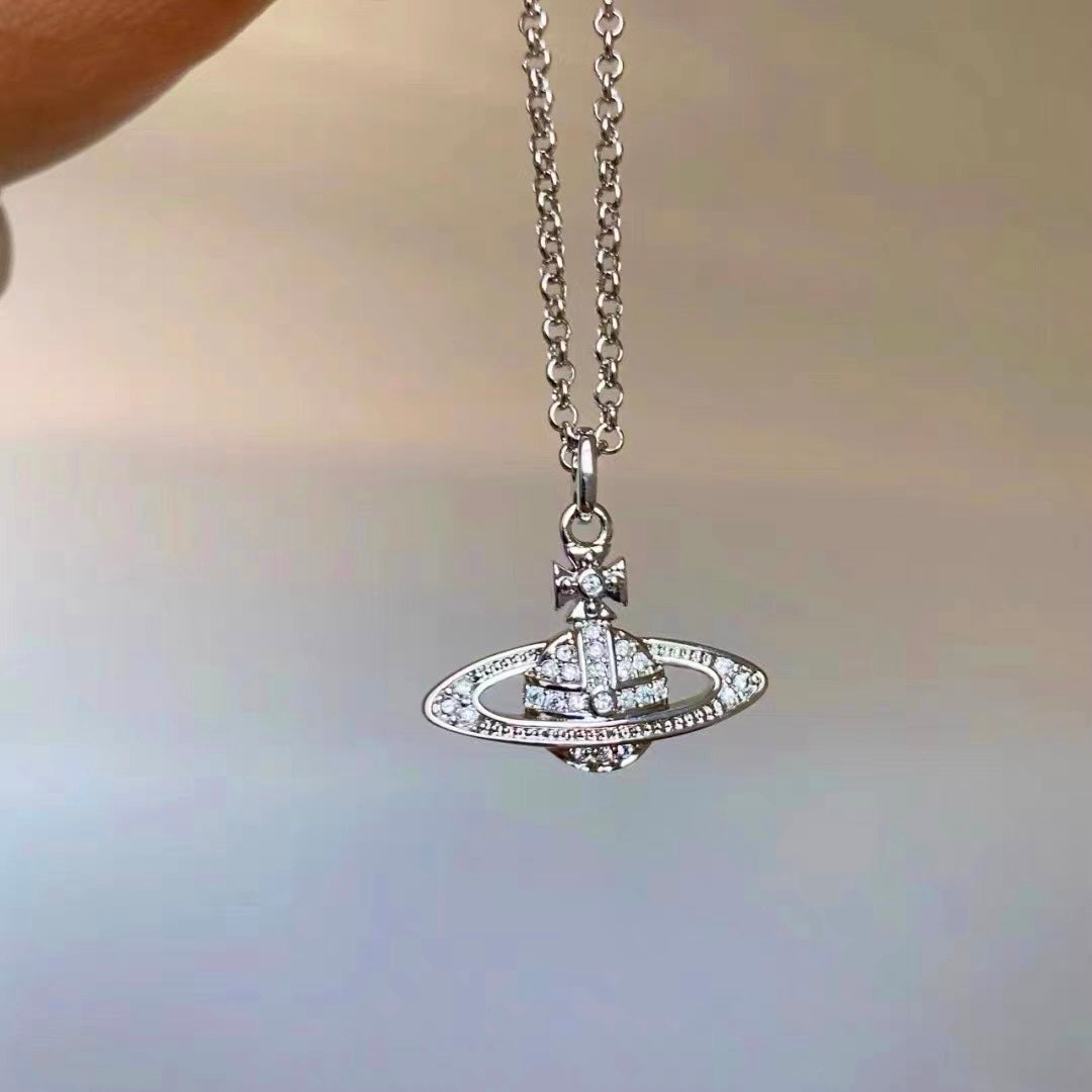 S925 Silver Saturn Necklace