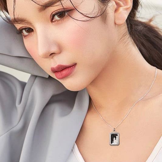 S925 silver square lens necklace