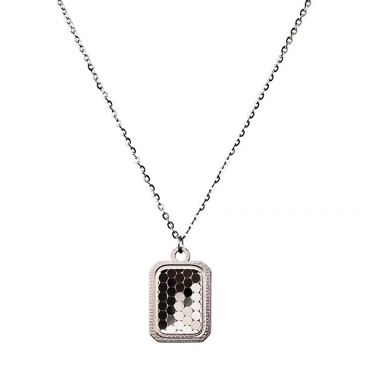 S925 silver square lens necklace