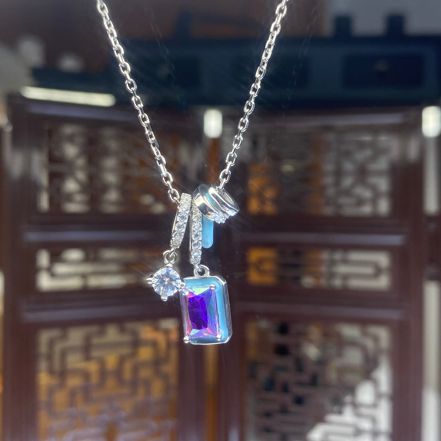 Sugar Cube Rhinestone Necklace